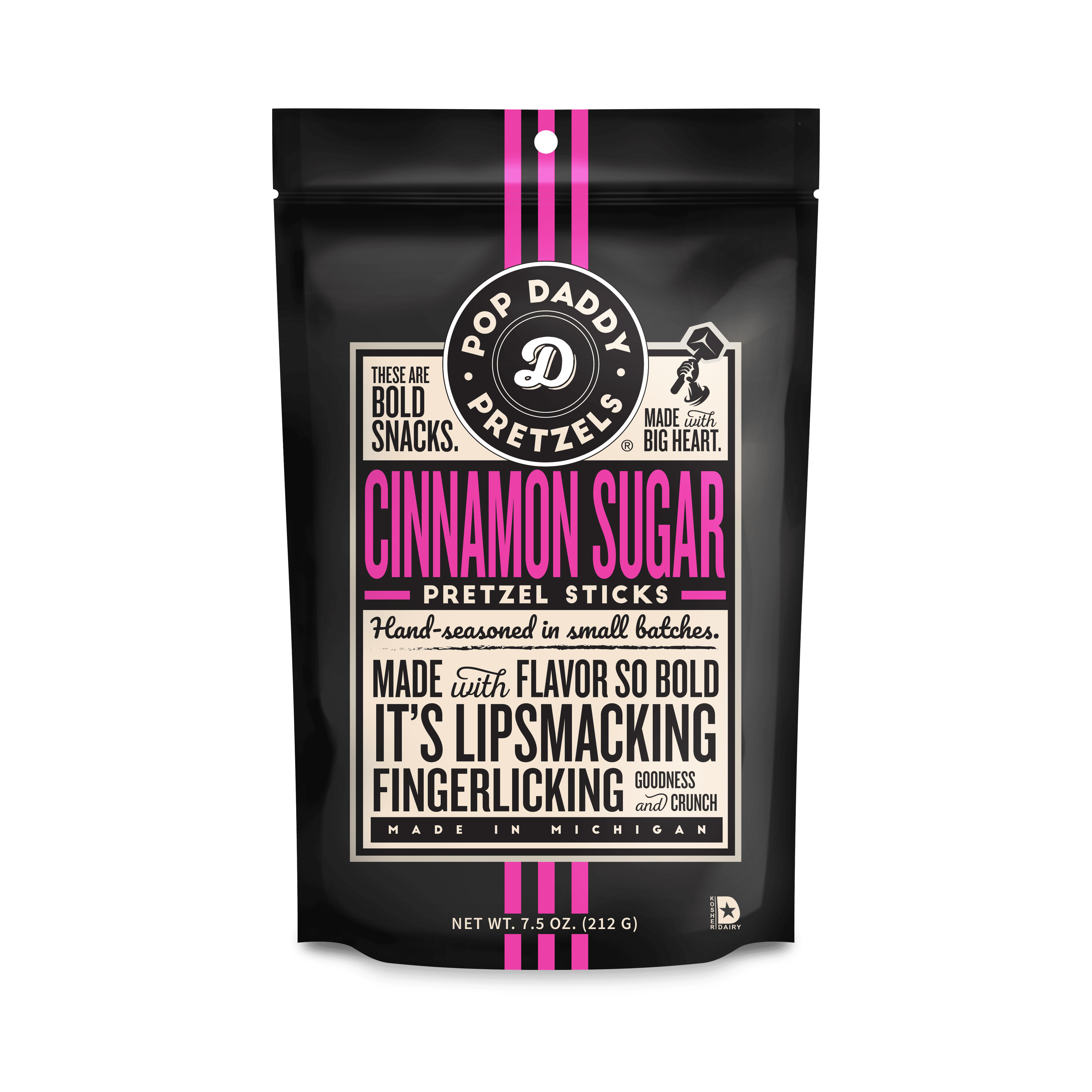 POP DADDY PRETZELS Cinnamon Sugar PRETZEL STICKS 3OZ
