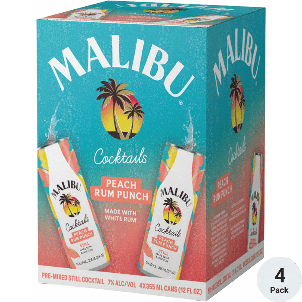 MALIBU COCKTAILS PEACH RUM PUNCH 4PK