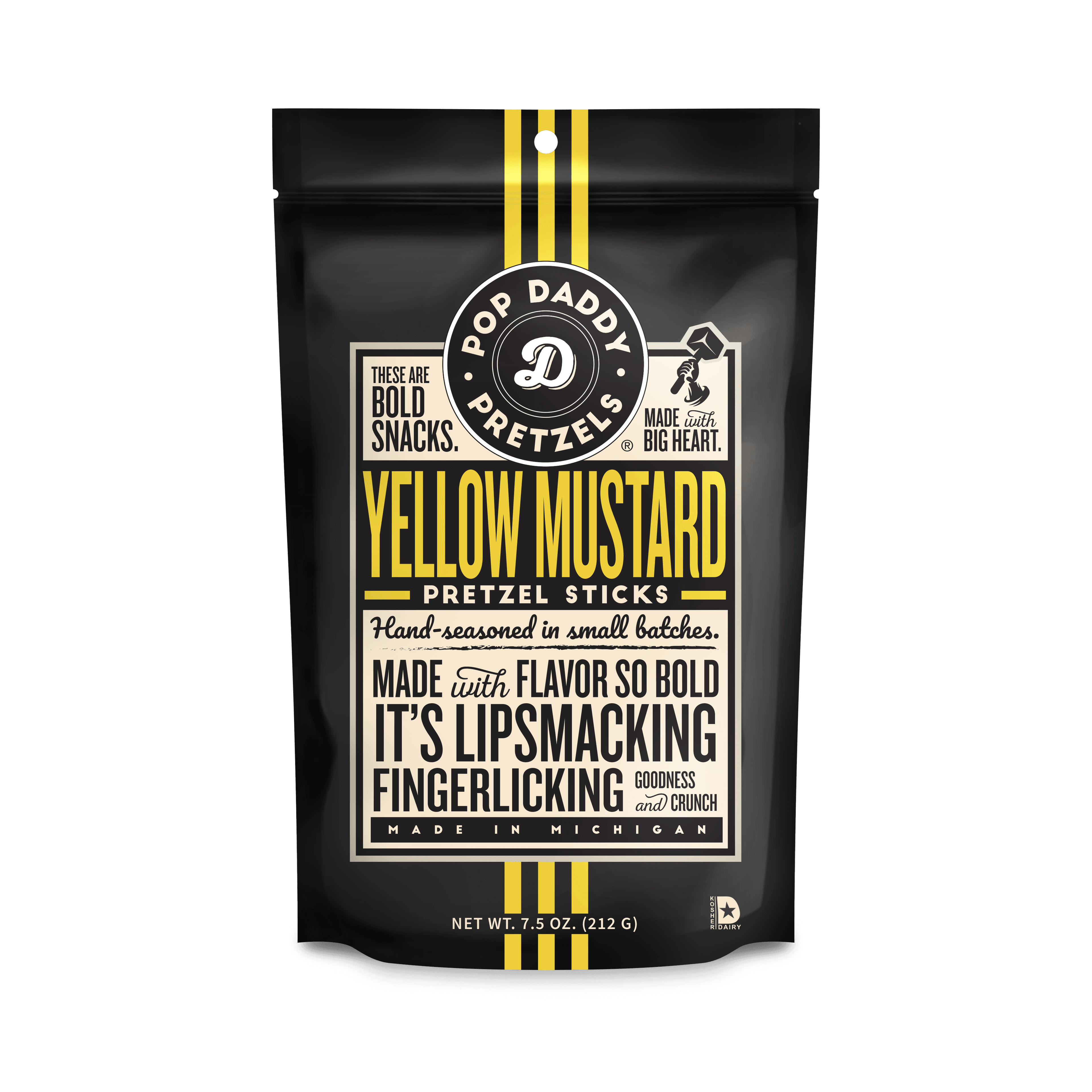 POP DADDY PRETZELS YELLOW MUSTARD 7.5OZ