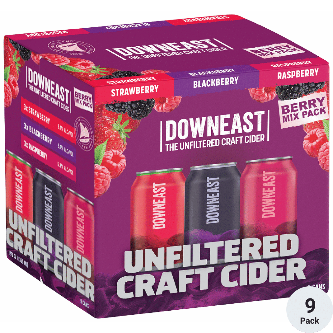 DOWNEAST CIDER HOUSE SAMPLER BERRY CIDER 9PK
