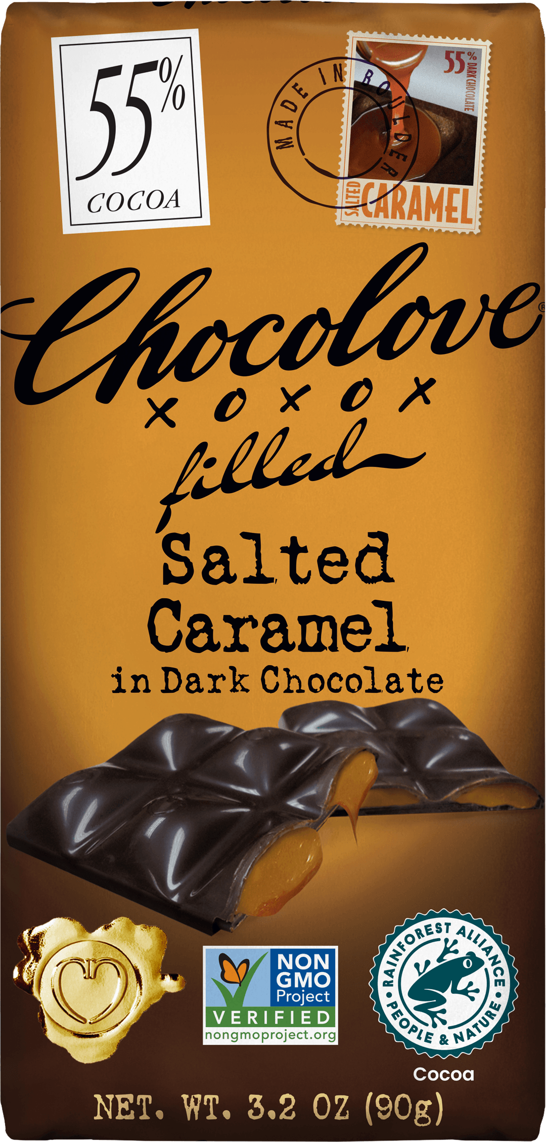 CHOCOLOVE BAR SALTED CARMEL 3.2OZ