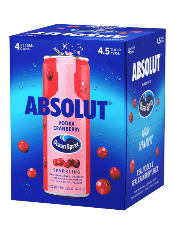 ABSOLUT COCKTAIL CRANBERRY PREMIX 4PK