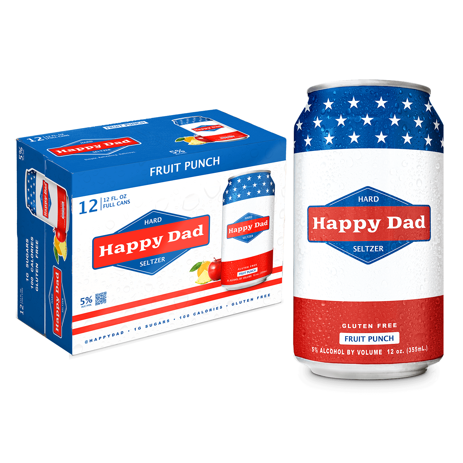 HAPPY DAD SELTZER FRUIT PUNCH 12PK
