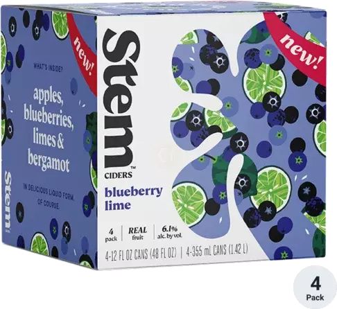 STEM CIDERS BLUEBERRY/LIME 12OZ 4PK