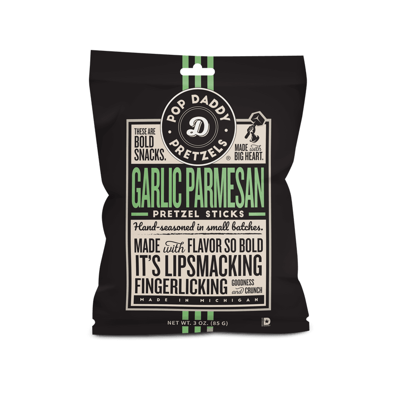 POP DADDY PRETZELS Garlic Parmesan STICKS 3OZ