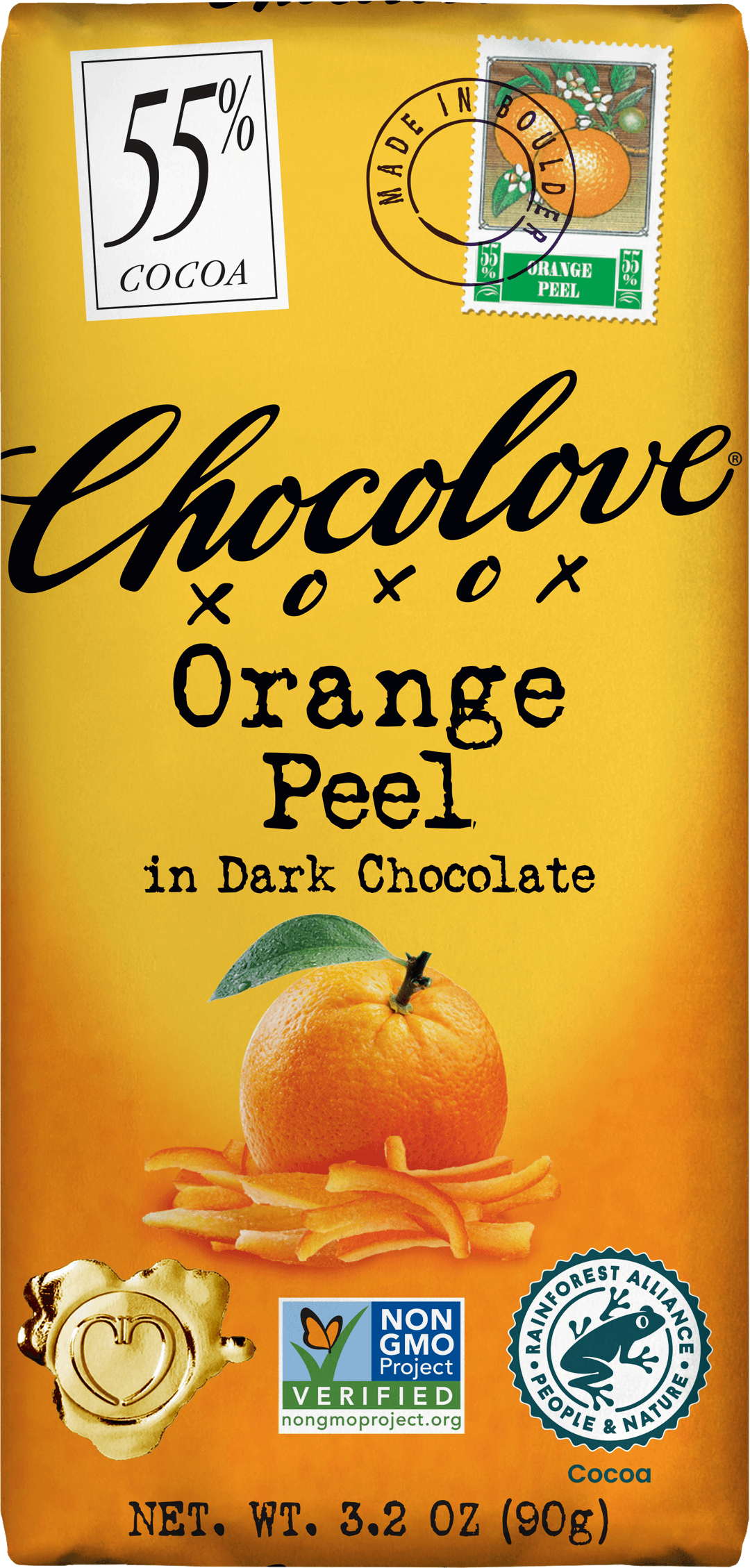 CHOCOLOVE BAR ORANGE PEEL 3.2OZ