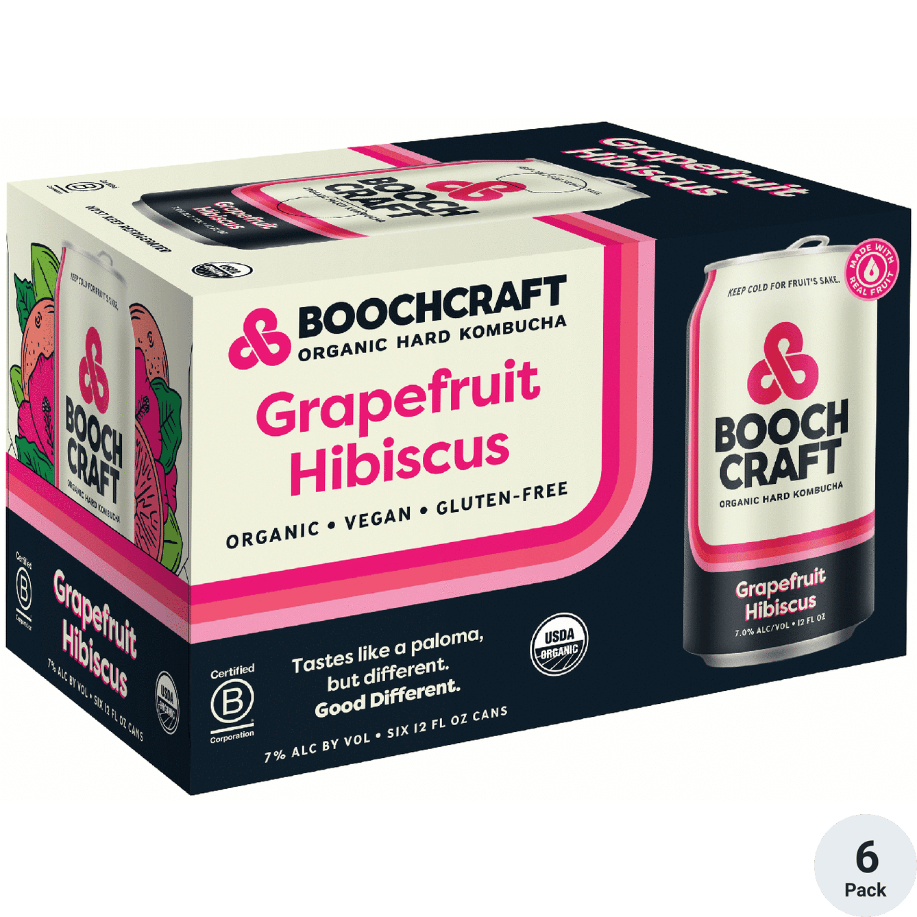 BOOCHCRAFT GRAPEFRUIT HIBISCUS 6PK