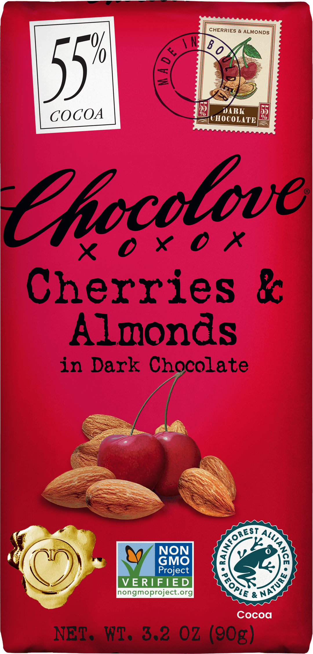CHOCOLOVE BAR CHERRIES & ALMONDS 3.2OZ