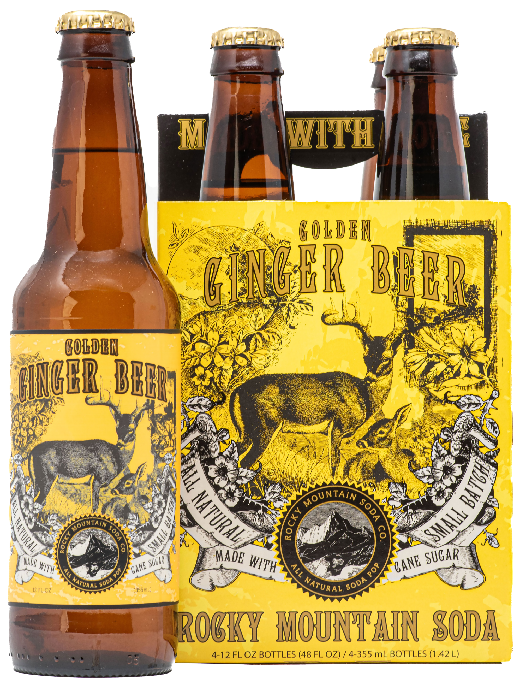 NA-ROCKY MOUNTAIN SODA GINGER BEER 12OZ BTL 4PK
